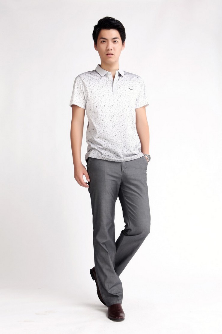 【步云男装】渐变印花 冰裂纹 短袖polo衫 zz 12008213 /2色 灰色 190