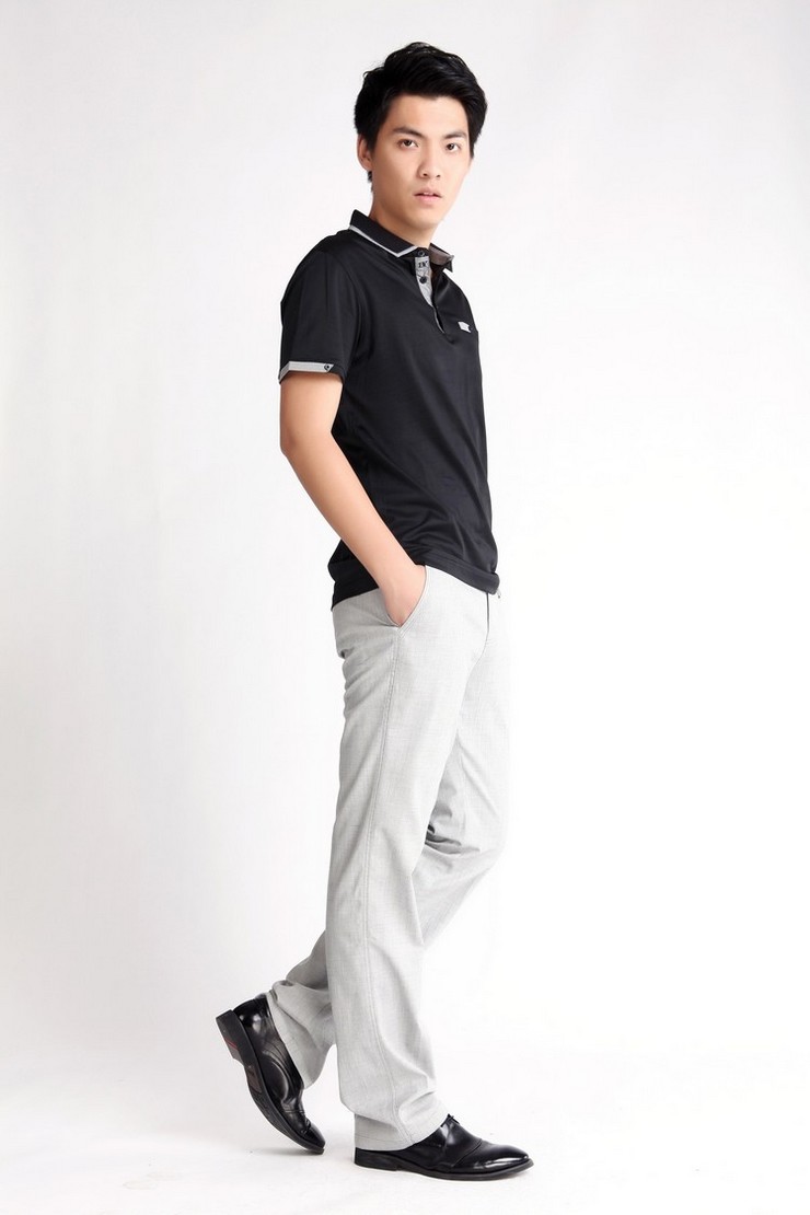 【步云男装】百搭商务 基础简约 双领polo衫 zz 12008207 /2色 黑色