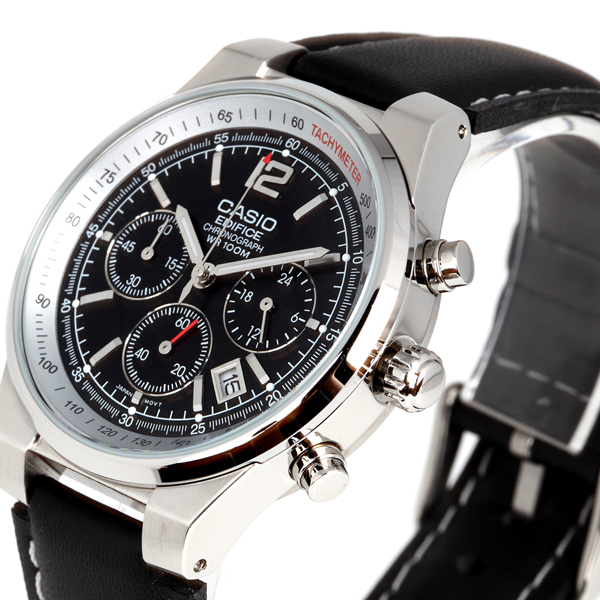 卡西欧/casio edifice金属系列真皮耐用厚表带 男士手表ef-500l-1a