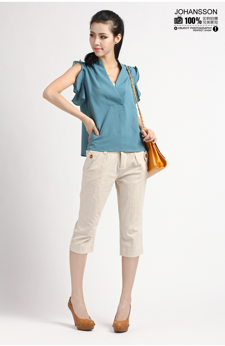 johansson约翰逊女士纯棉七分裤j11ss3022 绿色 m