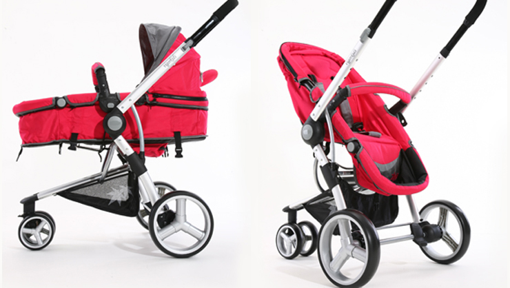 viki威凯s301三轮可换向铝合金手推车童车婴儿车 红色