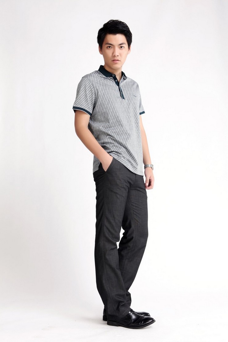 【步云男装】商务 丝光棉 纯棉 短袖polo衫 zz 12000270 /2色 黑色