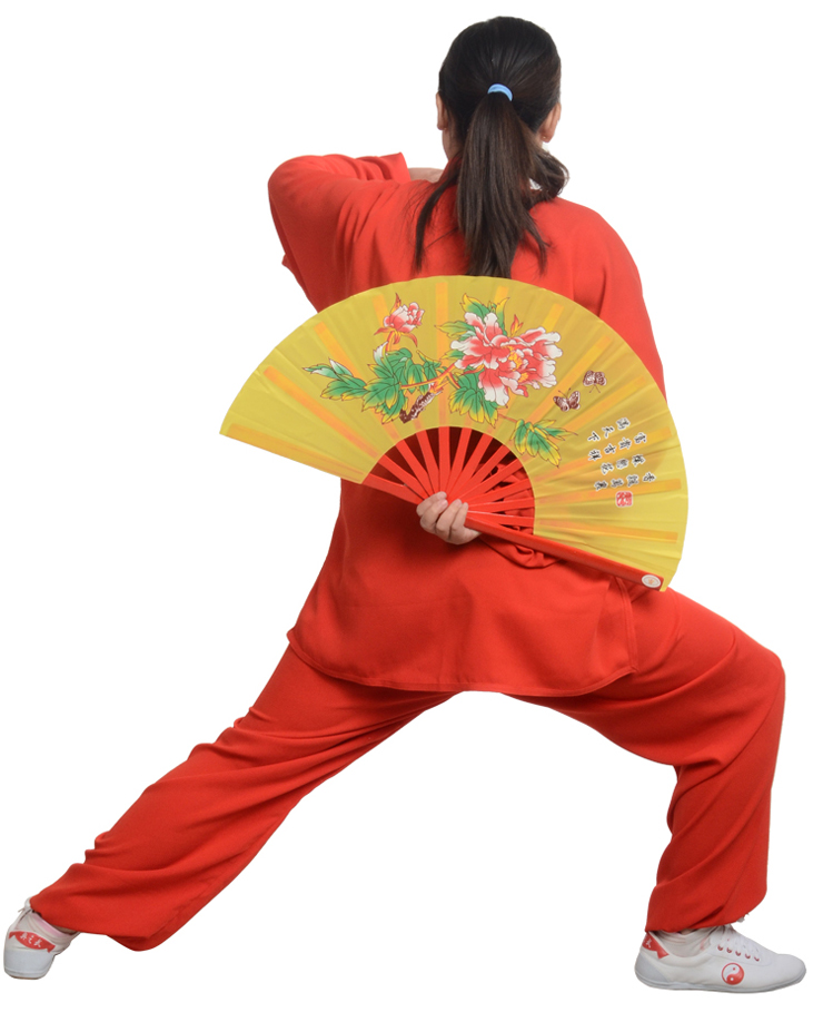 2表演功夫扇4色右手响扇 红色