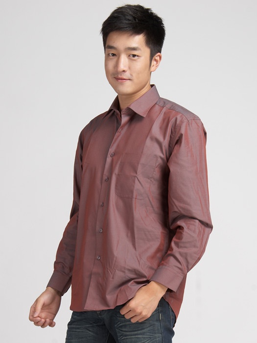 levieuxcommndant法国船王 男士长袖衬衫 c10a26-4 咖啡正面图