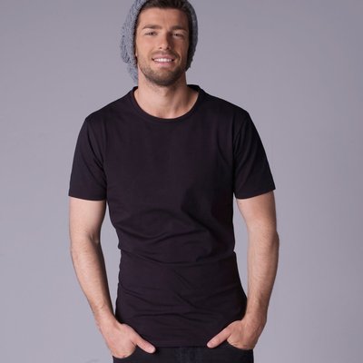 品牌:laredoute creation 名称:男式纯色圆领短袖t恤 颜色:黑色 玫瑰