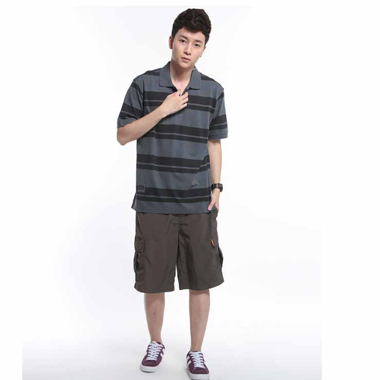 哥仑步kolumb男子户外卡比尔纯棉短袖polo 103922 灰色 l