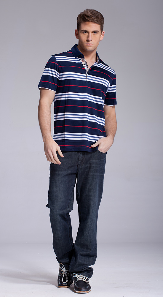 ts.eliot艾里托 桑蚕丝男士商务休闲短袖polo衫t恤 mb12254 69/绿条 l