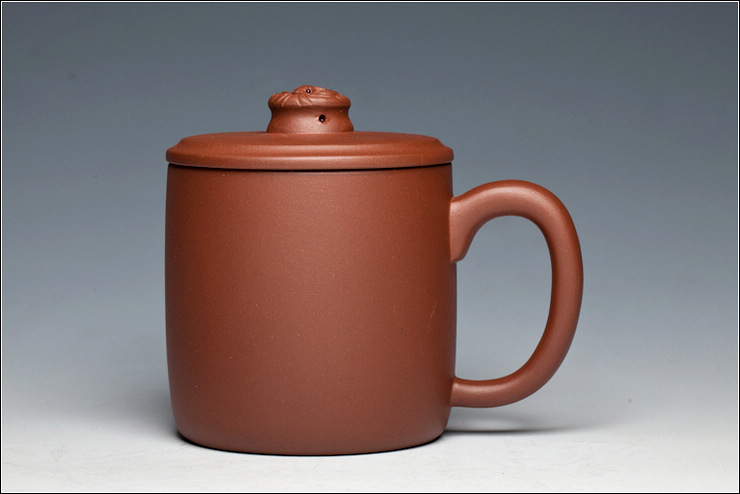 【华盛和】宜兴紫砂杯 回纹盖杯 紫砂老板杯 500cc