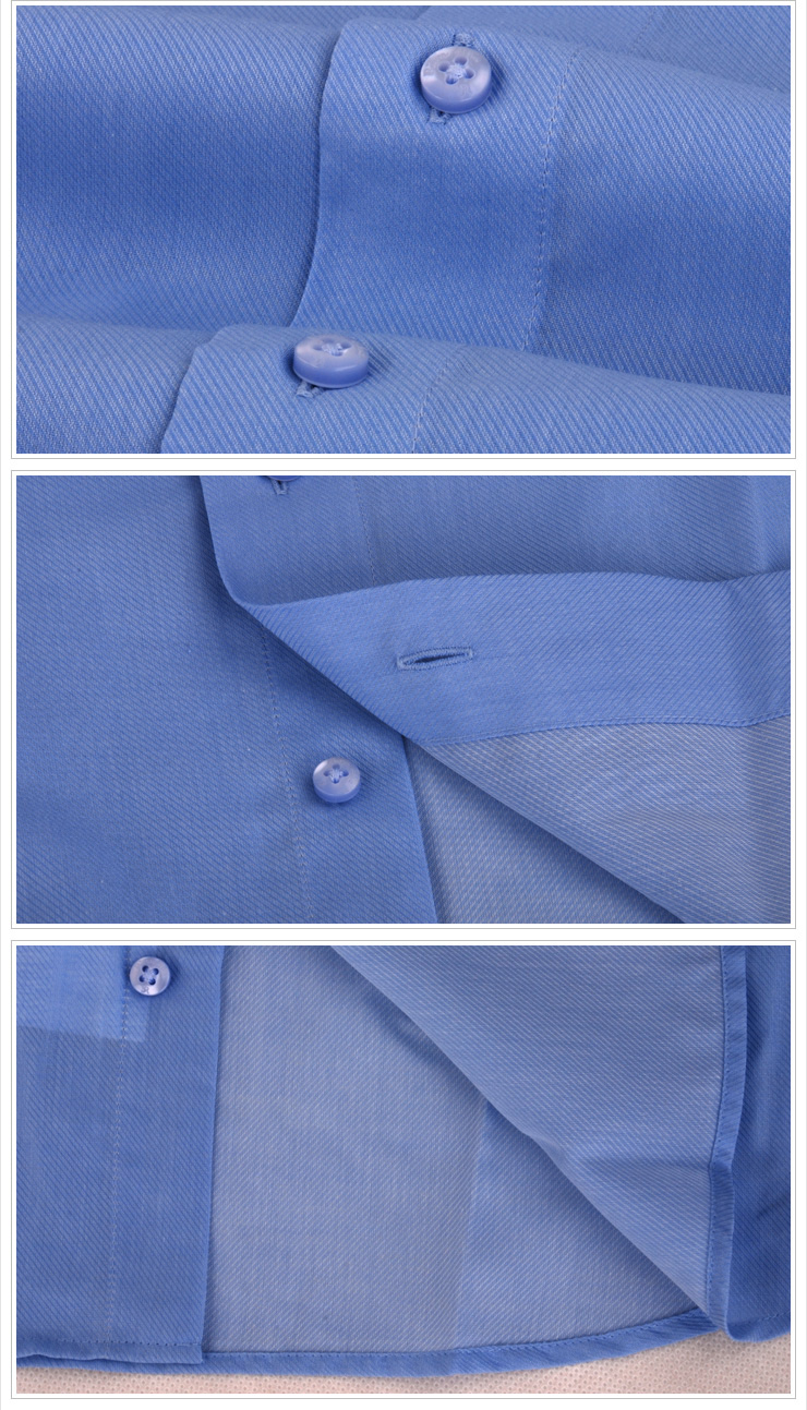 蓝河blue river 男士衬衫 纯色蓝色高支棉免烫纯棉商务绅士正装男装