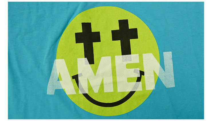 俏艺夏装新款女装韩版天蓝色笑脸印花流苏宽松长款短袖t恤1374 天蓝色