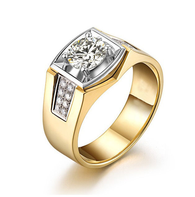 爱尼德 18k黄金彩金钻石戒指【华丽人生】玫瑰金男款结婚钻戒 an