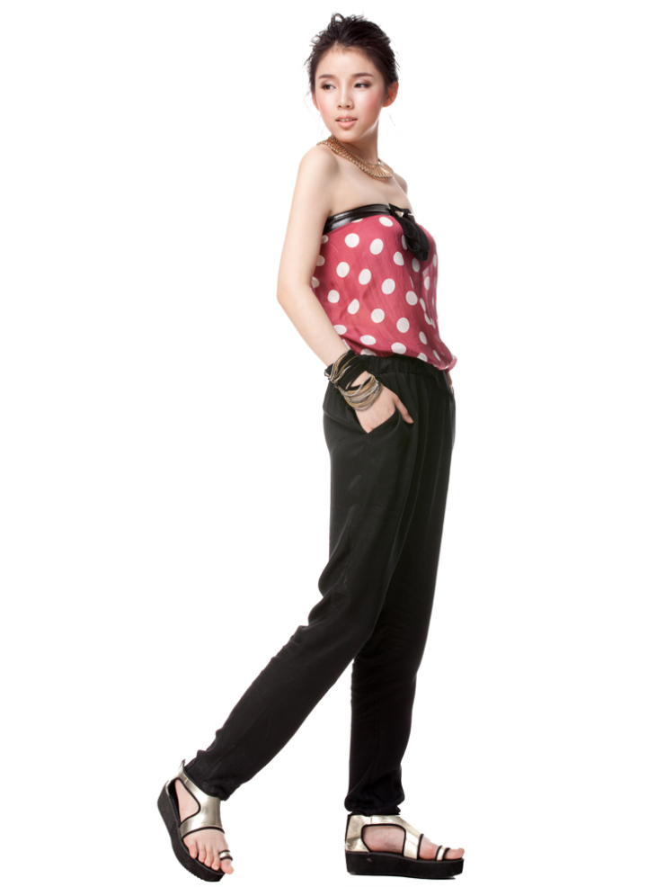 rosi 露稀 12夏新款 连体长裤 抺胸甜美大圆点连体裤 蝴蝶结 热卖