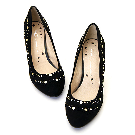 fbl菲伯丽尔钻边优雅高跟鞋fba1so3610-14 黑色俯视图