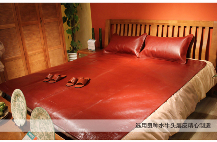 
                                        原牧 头层水牛皮凉席软席 川皮儿童牛皮席 整张无拼接 不含枕套 棕红色---无拼接 1*1.95米                