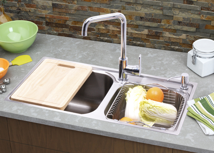 弗林斯fins 洗菜盆不锈钢双槽 厨房水槽套餐7843
