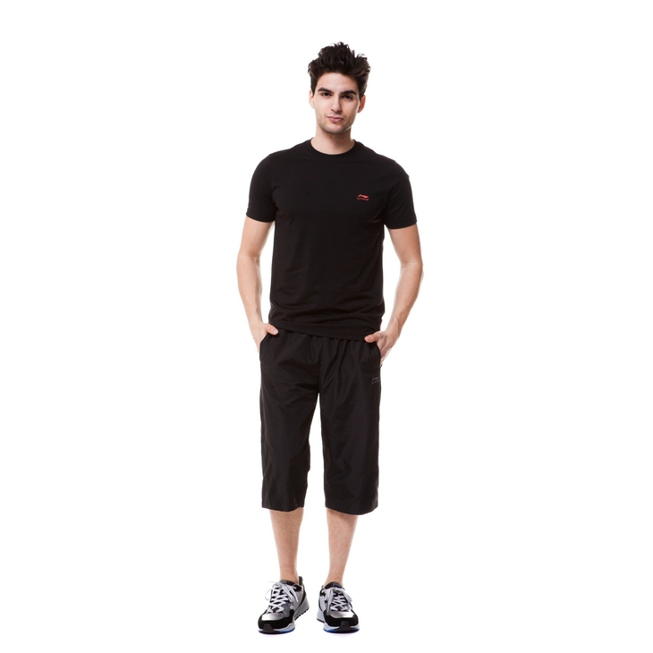 李宁都市轻运动系列男子短袖t恤atsg329-2 黑色系 m