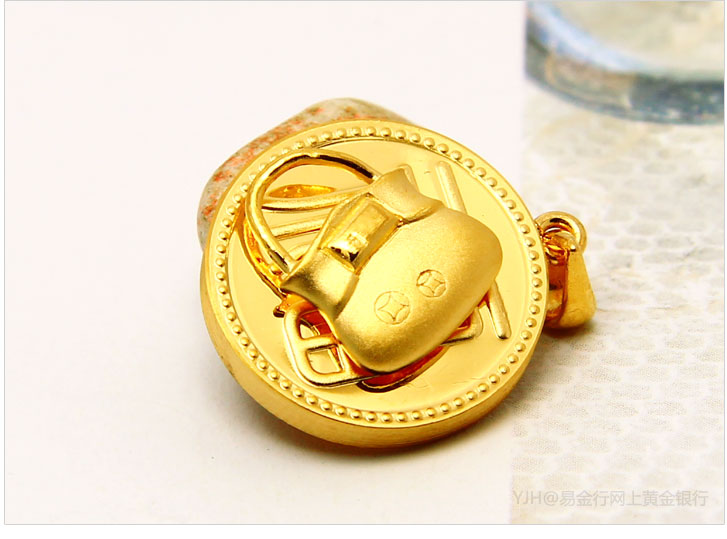 易金行 黄金小背包吊坠 时来运转背包吊坠 999千足金项坠24k黄金正品