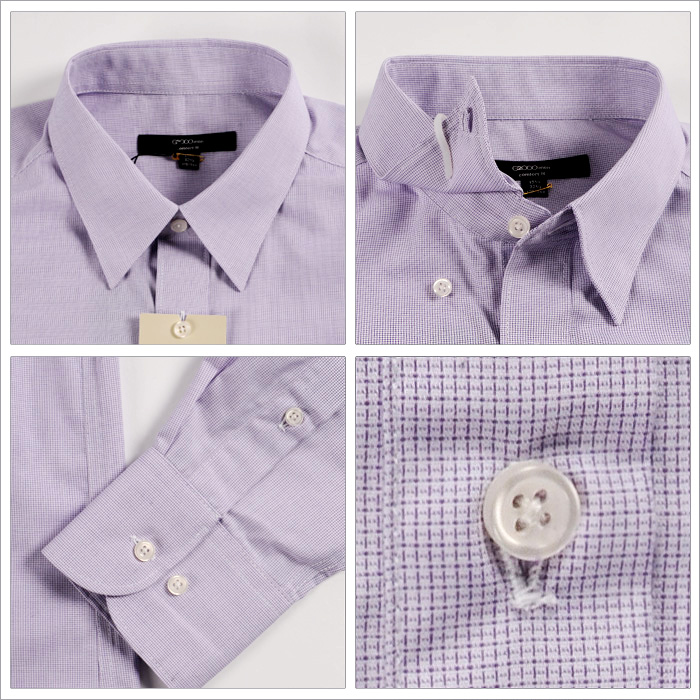 g2000 男士正装暗扣领细格长袖衬衫 21140533 淡紫 09/175/100a