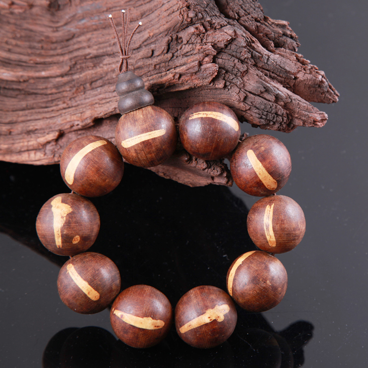 芙晶坊 印尼加里曼丹金丝沉香手链手串19mm-20mm 精品收藏 送砭石手链