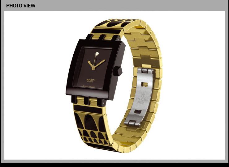 斯沃琪(swatch)女士石英手表 方形 subb123g(黑色 钢带)