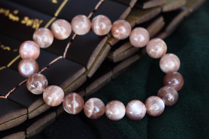 瑞熙亚 罕见纯天然9mm斯里兰卡猫眼日光石月光石手链 女款天然水晶