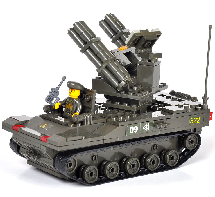 小鲁班 乐高式积木豪华陆军部队防空炮团拼插积木 玩具956片 b7000