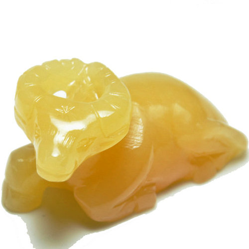 诗蔓shiman开光天然黄玉招财卧牛摆件 生肖摆件 属牛者2012转运吉祥物