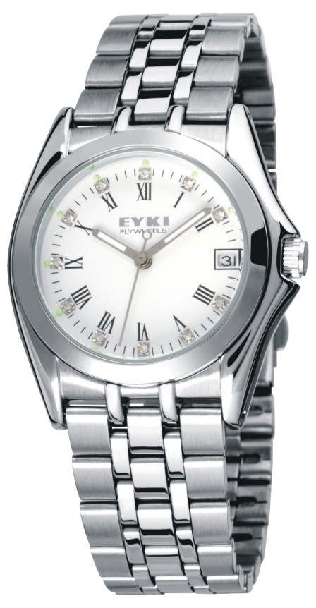 eyki 艾奇 男表 男式 男款 钢带 全自动机械表 罗马刻度 白色表面