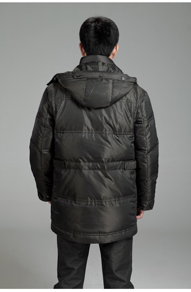 大羽 男士羽绒服中长款羽绒服男款带帽休闲鸭绒服男装羽绒服 8813 咖