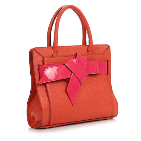 淑梵shufan新款欧美大牌复古蝴蝶结单肩斜挎牛皮女包8348 玫红