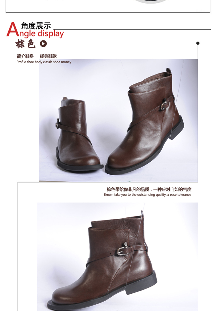 凯萨罗帝 休闲牛皮 欧美复古 女鞋3005 棕色 37价格(怎么样)_易购女鞋