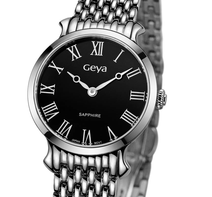 格雅geya蓝宝石手表石英指针钢带女士手表g06179lwk