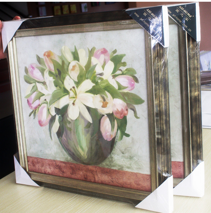 画之家 客厅卧室装饰画手绘仿真油画有框画欧式壁画 柔情 55*55cm/每