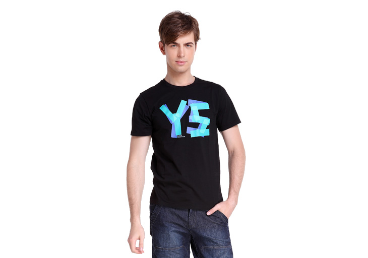 以纯 休闲男装圆领短袖t恤22214050