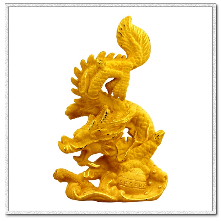 可观黄金 千足铸金绒沙金写实生肖—龙摆件 创意男女朋友送礼实用生日