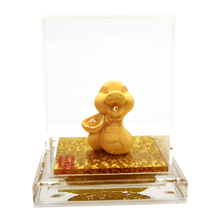 苏茜千足金铸金摆件-金蛇送宝(吉祥如意 送礼佳品)