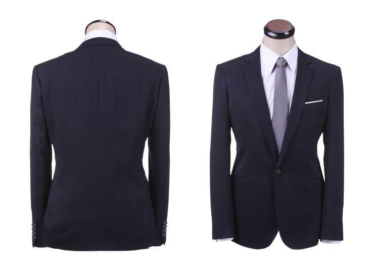 优善youshan 新款男士商务休闲修身西装 涤纶西服两粒单排扣正装深