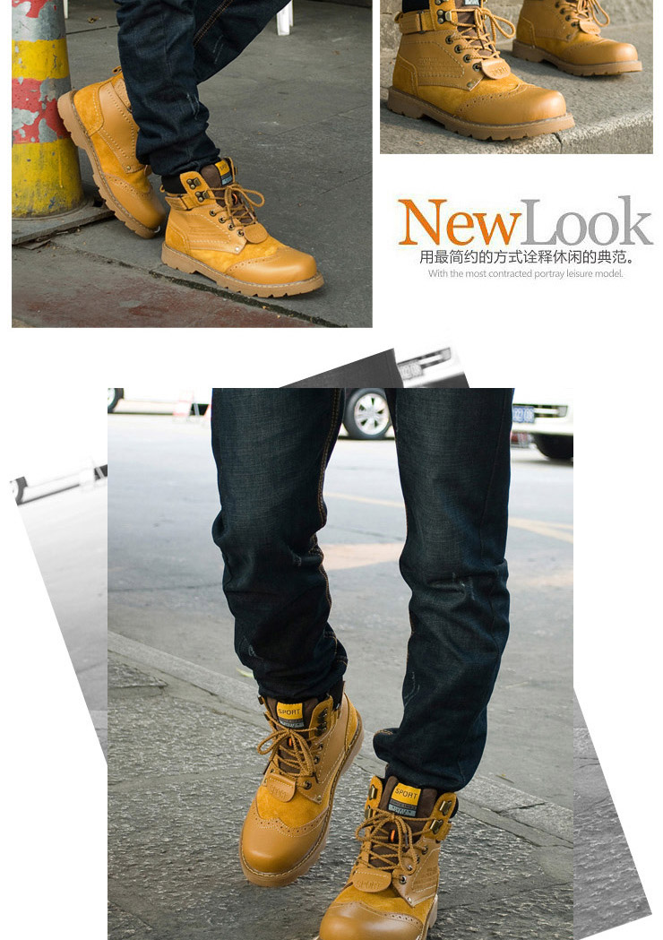 雅其(ayhke) 时尚户外工装马丁靴 休闲男靴 008 黑色 38