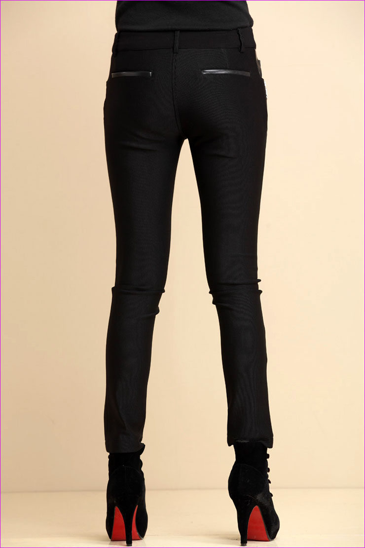 绫琅秀 高档修身瘦腿保暖铅笔裤 028 黑色 xs