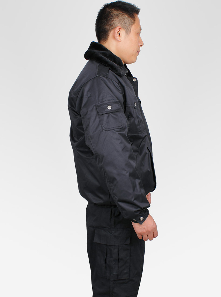 建超服饰 短款多功能保安服 防寒服棉衣 冬季户外执勤服半身 黑色 165