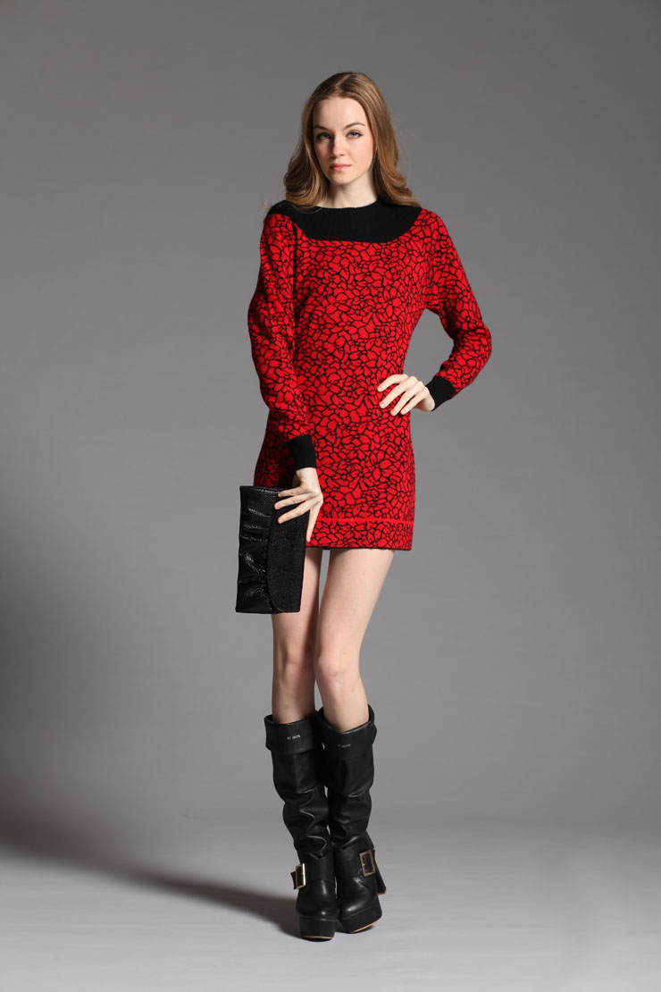 米梭 精纺四平提花连衣裙 3016 黑色 95