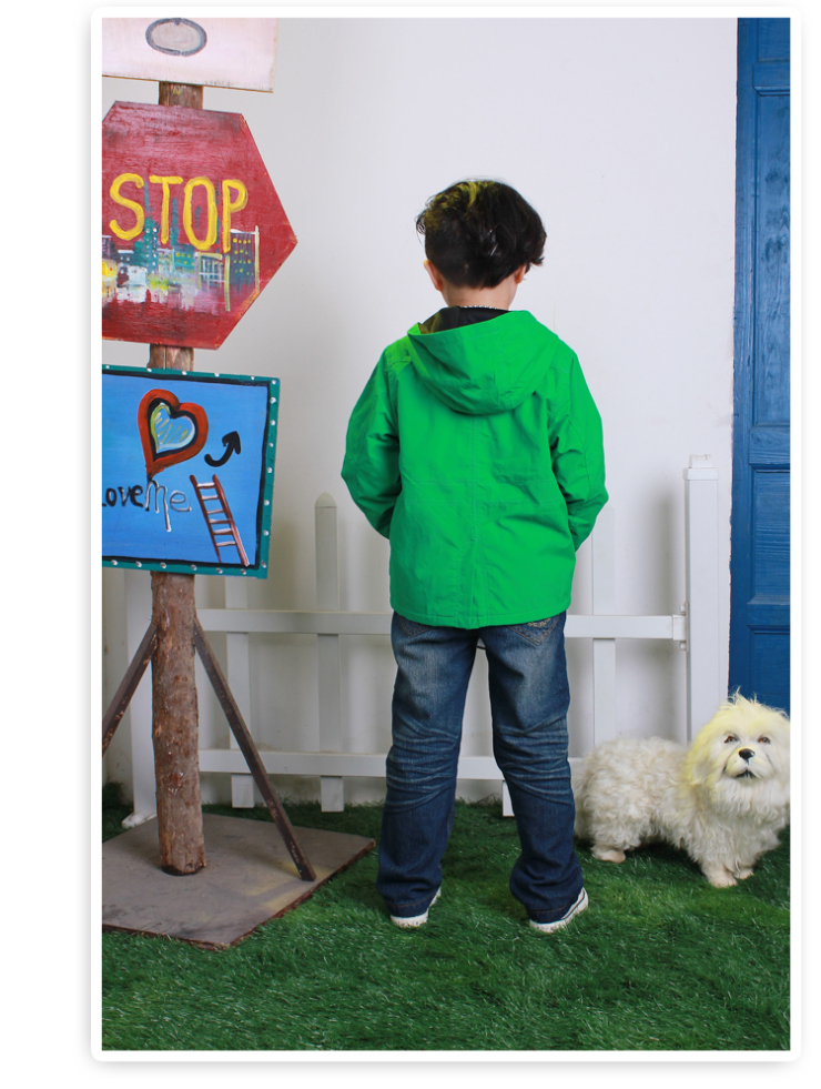 野豹童装 男童 秋冬款大童 纯色百搭保暖拉链衫连帽风衣外套 桔黄色