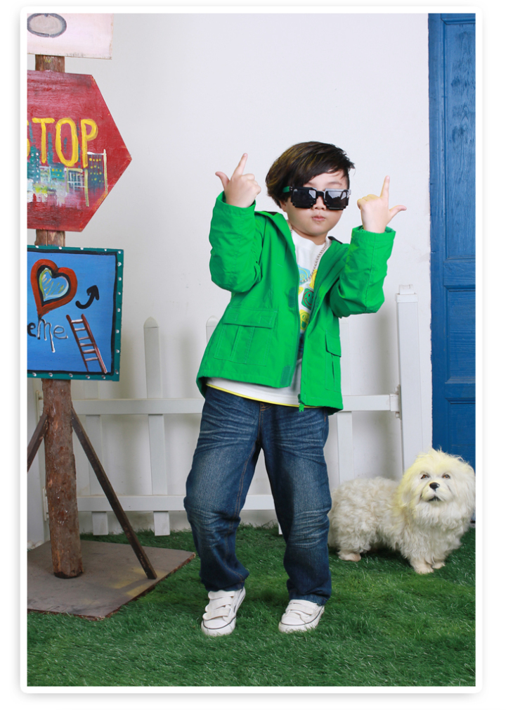 野豹童装 男童 秋冬款大童 纯色百搭保暖拉链衫连帽风衣外套 桔黄色