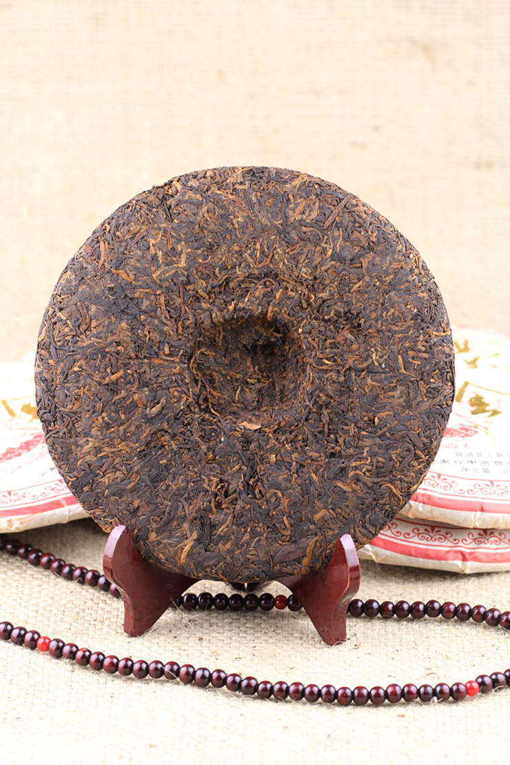 彩程 景迈金芽 普洱茶 熟茶 357克七子饼 2011年