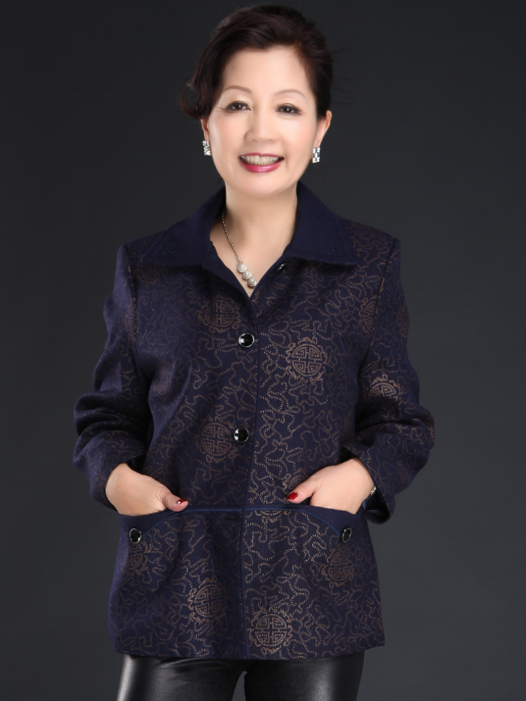 乐卡索 中老年时尚妈妈装大码双色复古唐装zcfldlyswt 深紫色 3xl