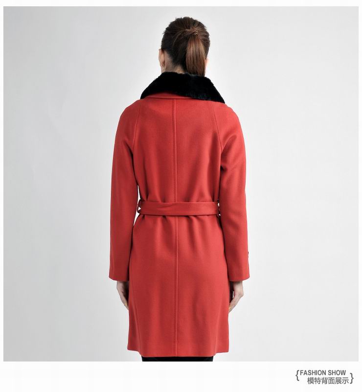 feizi菲姿 2012秋冬新款ol职业中长款毛领腰带显瘦加厚特价纯羊毛时尚