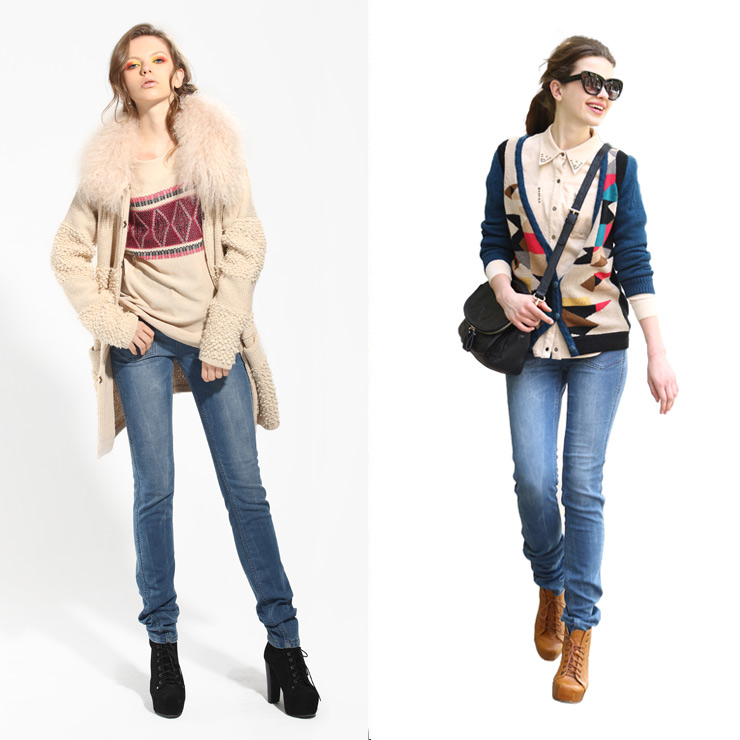 lily 秋装 欧美两面穿复古经典款水洗修身牛仔裤 112340g549 宝蓝-47