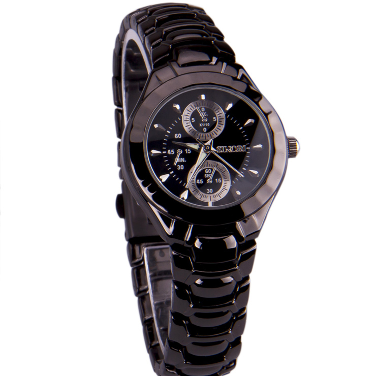 时诺比(sinobi)钨钢质感夜光指针情侣手表之 3595 黑色男表