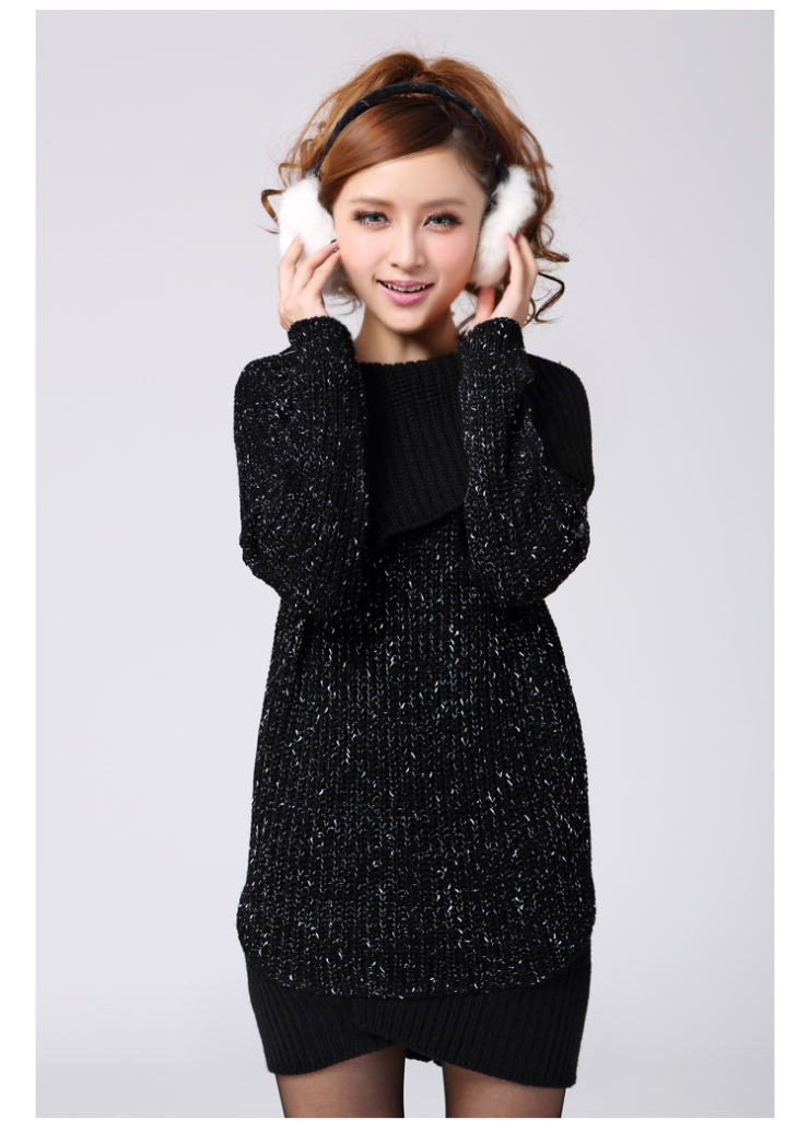 昕薇2012秋冬新品女装毛衣韩版加厚保暖毛衣 y823112 黑色 均码