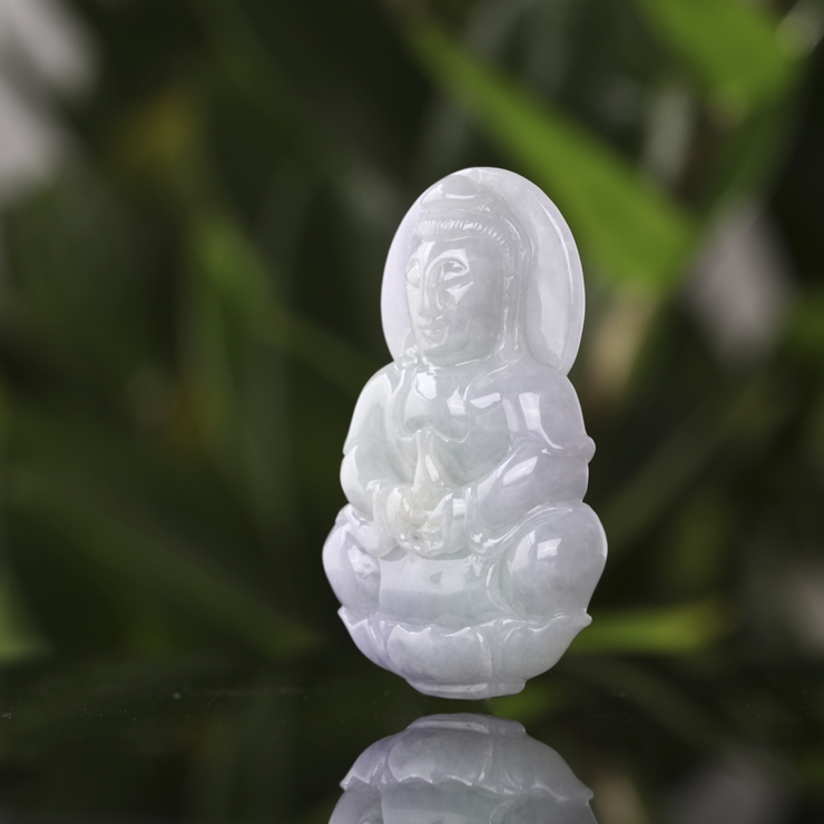 shengkai 圣凯 天然缅甸玉器a货冰种 紫罗兰玉观音翡翠吊坠 f12030132